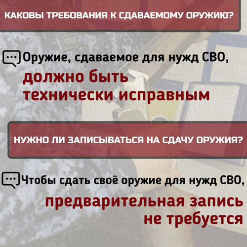 Передача гражданского оружия для нужд СВО